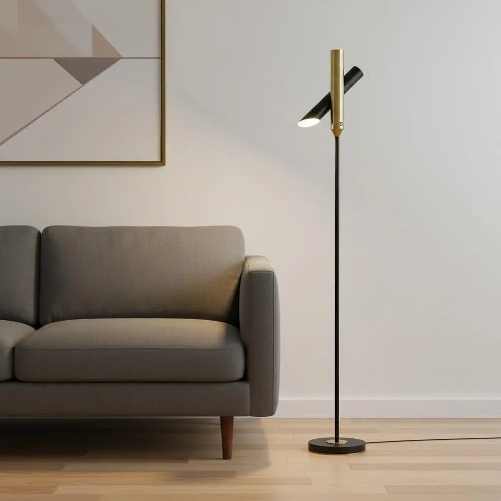 68" Black Metal LED Floor Lamp With Black Metal Cylinder Shade HomeRoots