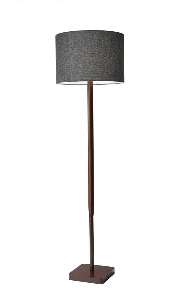 59" Natural Solid Wood Floor Lamp With White Linen Drum Shade HomeRoots