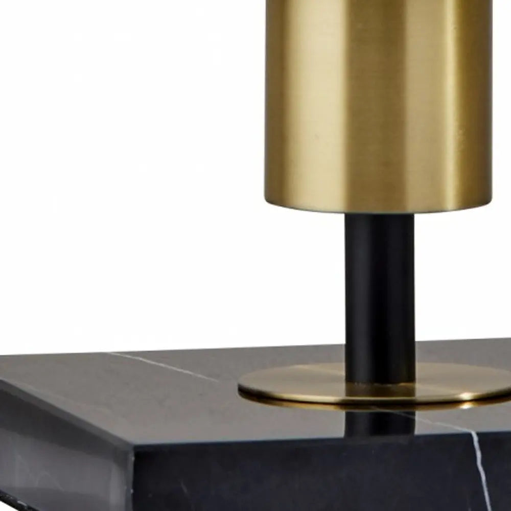 30" Black Marble Metal Standard Table Lamp HomeRoots