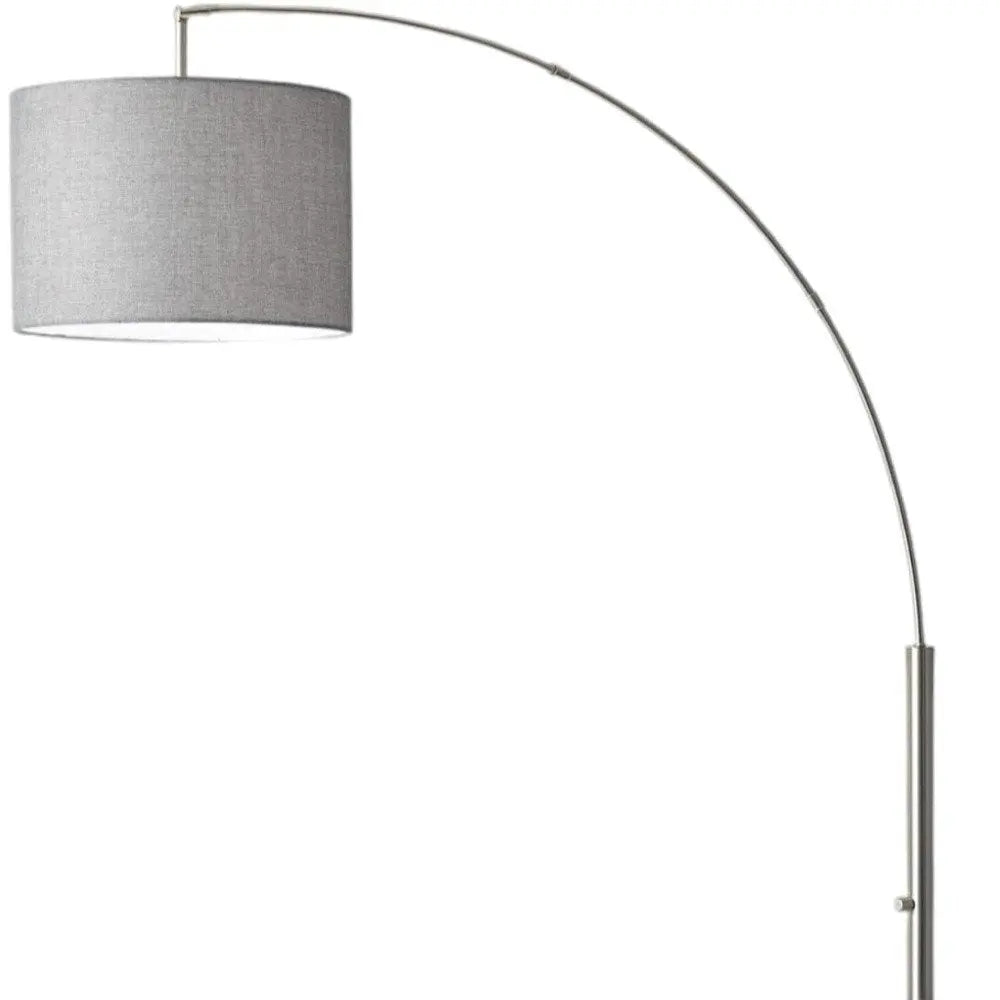 74" Silver Metal Arched Floor Lamp With Gray Linen Drum Shade HomeRoots