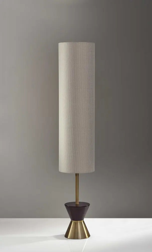 59" Brass Column With Beige Fabric Shade HomeRoots