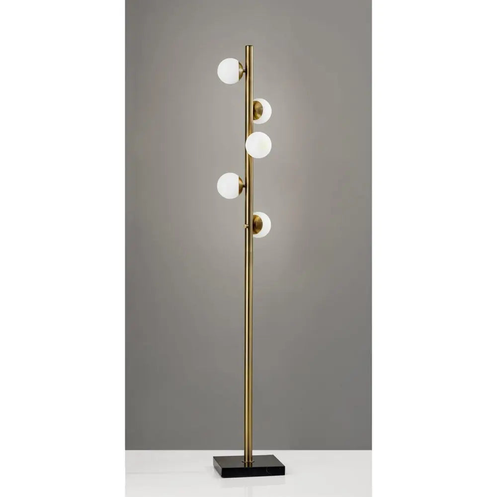 65" Brass LED With White Glass Shade HomeRoots