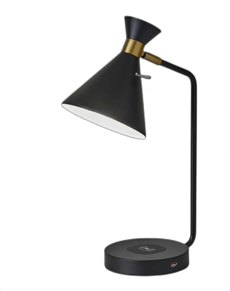 Asymmetrical Diabolo Black Metal Desk Lamp HomeRoots