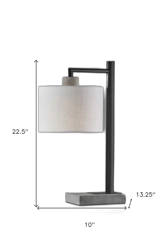 23" Gray Metal Novelty Table Lamp With White Empire Shade HomeRoots