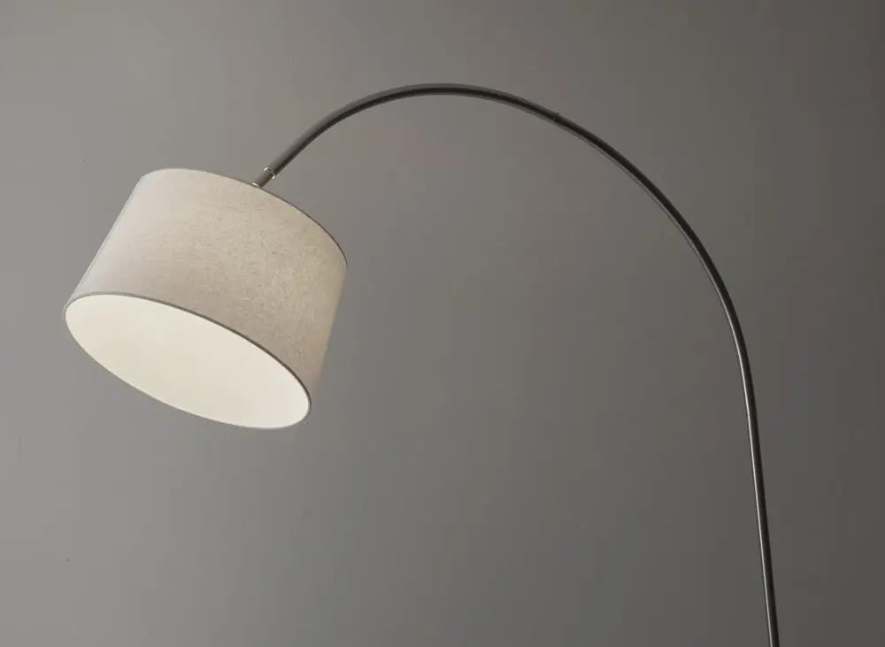 83" Silver Arc Floor Lamp With White Linen Empire Shade HomeRoots