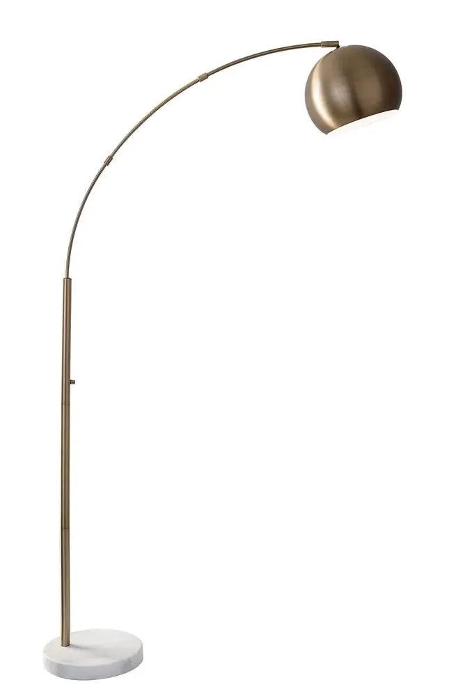 78" Brass Metal Arc Floor Lamp With Brass Metal Bowl Shade HomeRoots
