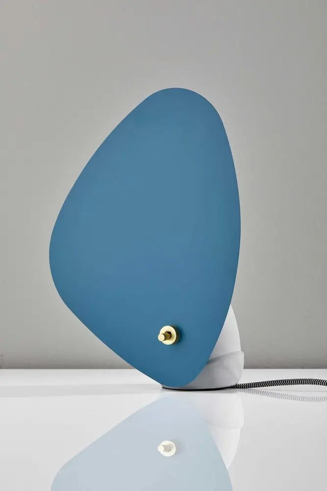 13" Gray Concrete Novelty Bedside Lamp With Aqua Novelty Shade HomeRoots