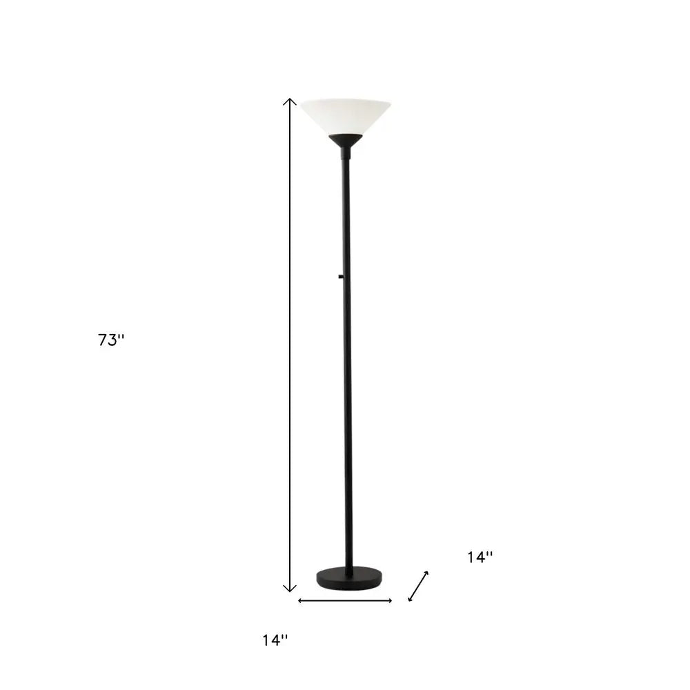 73" Black And White Torchiere Floor Lamp With White Acrylic Cone Shade HomeRoots