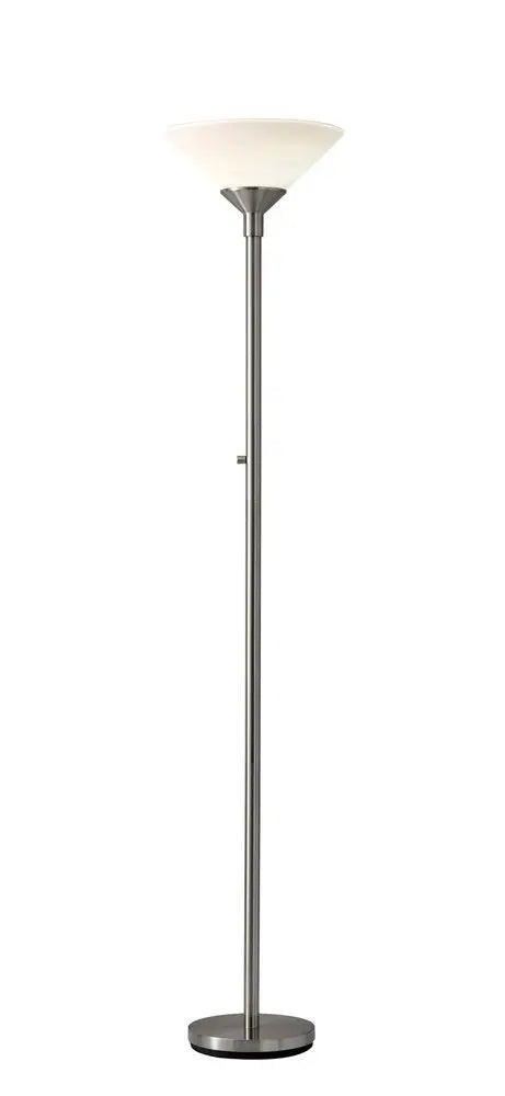 73" Black And White Torchiere Floor Lamp With White Acrylic Cone Shade HomeRoots