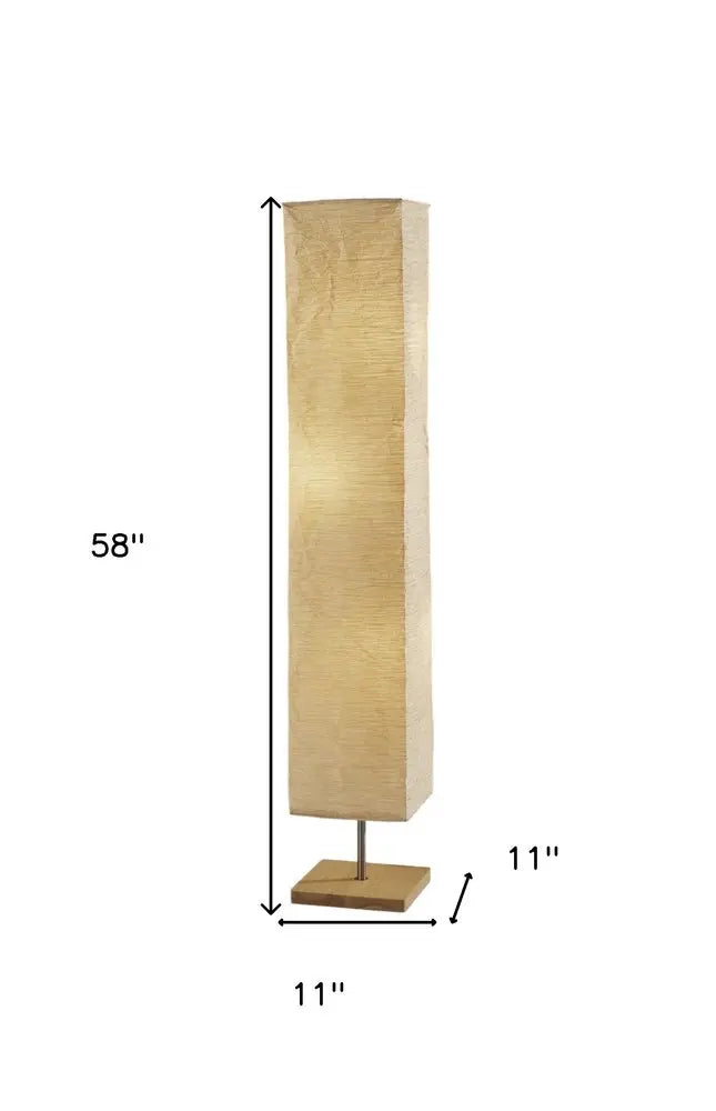 58" Natural Column Floor Lamp With Natural Paper Shade HomeRoots