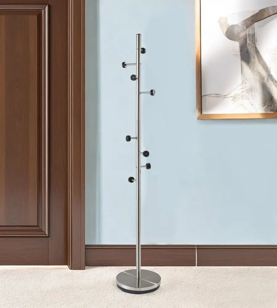 68" Brushed Steel Brushed Steel Coat Rack HomeRoots