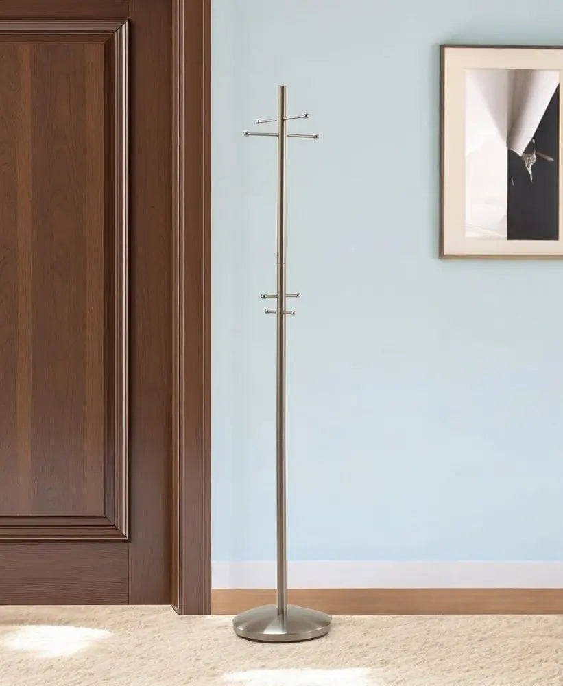 67" Brushed Steel Coat Rack HomeRoots