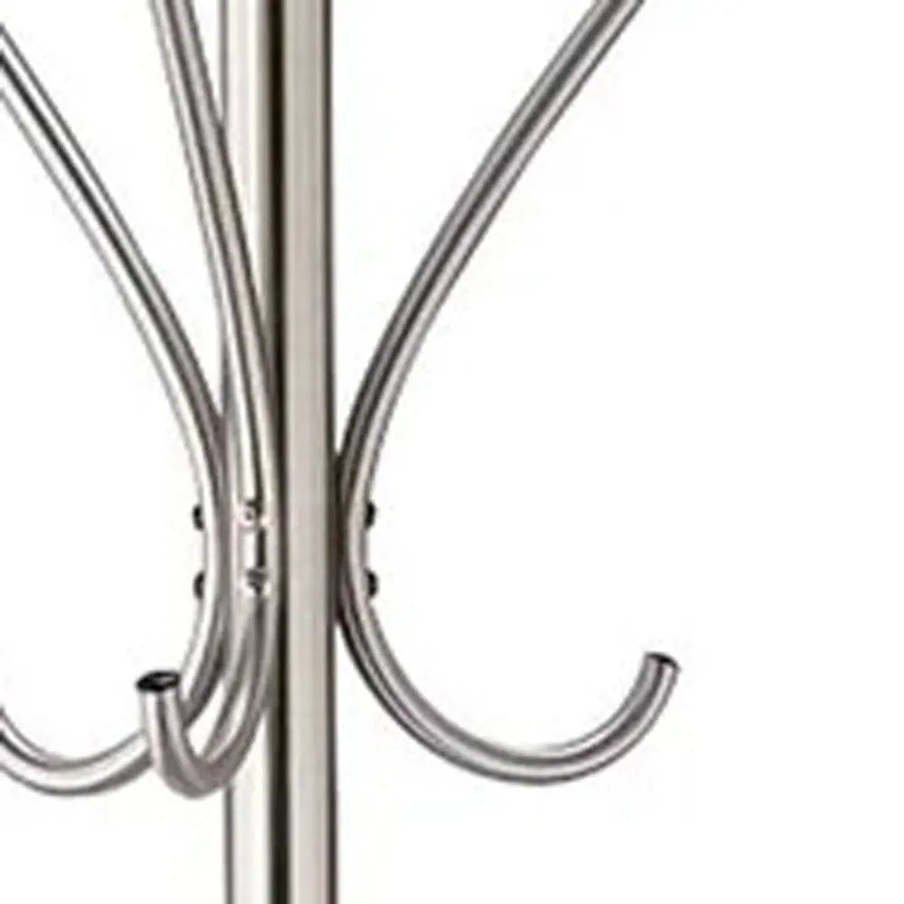 13" X 68" Brushed Steel Brushed Steel Stand  Coat Rack HomeRoots