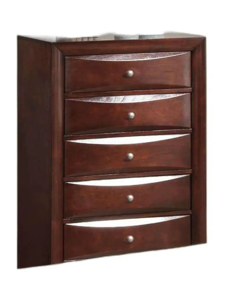 32" Espresso Solid Wood Five Drawer Chest HomeRoots