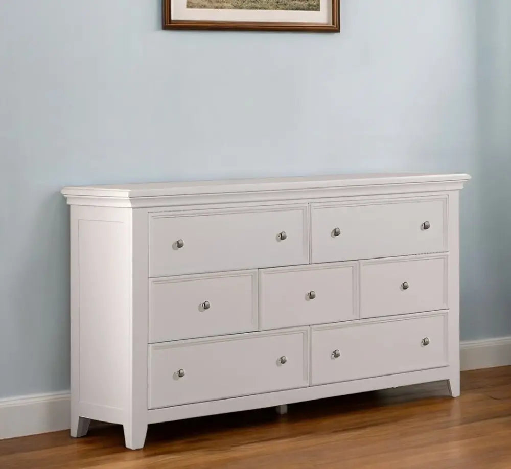 36" White Solid Wood Seven Drawer Dresser HomeRoots