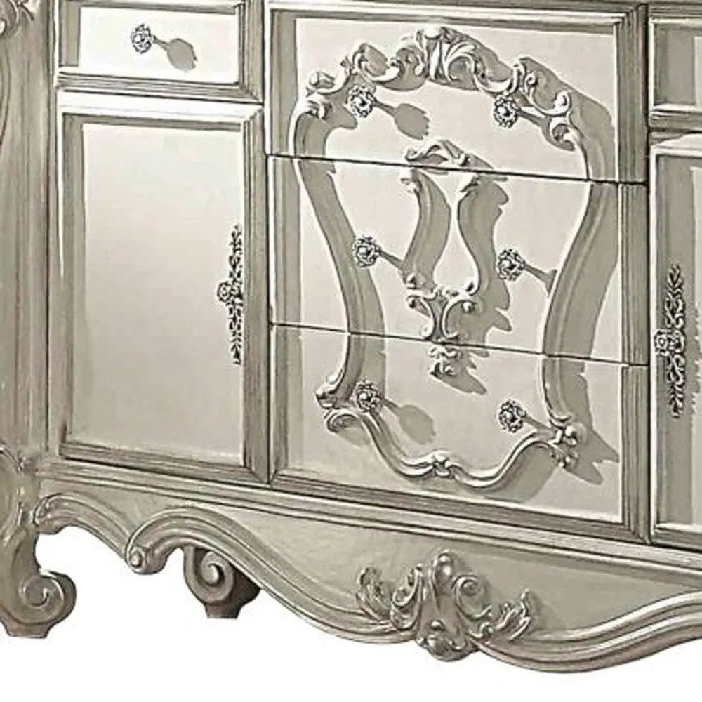 70" Bone White Solid Wood Six Drawer Combo Dresser HomeRoots