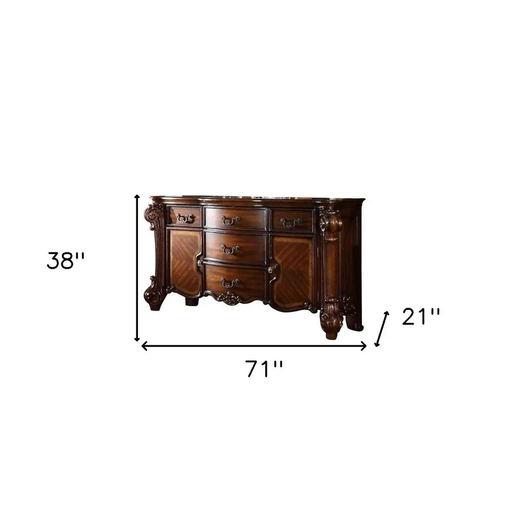 71" Solid Wood Five Drawer Dresser HomeRoots
