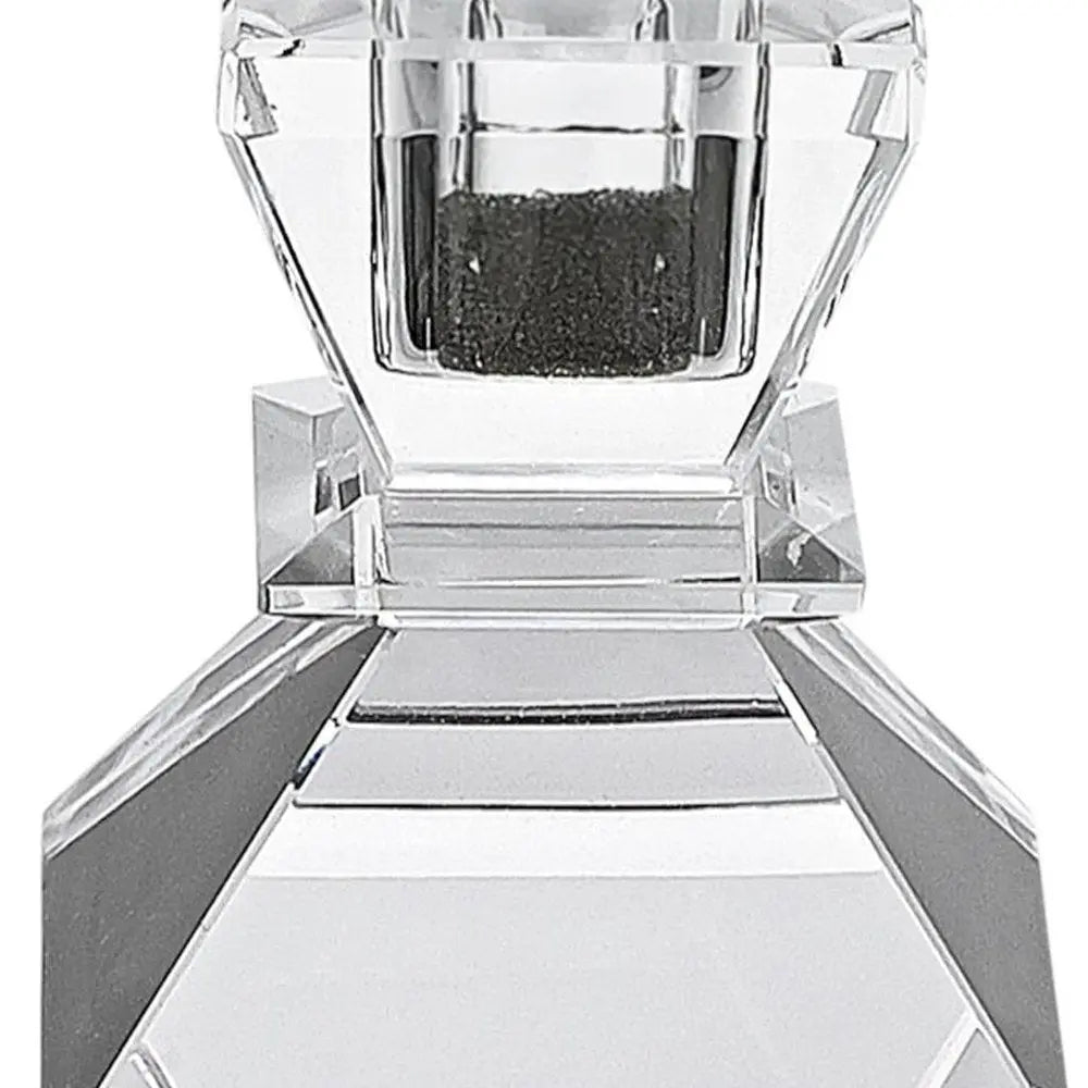 Set of Two Clear Crystal Tabletop Taper Candlesticks