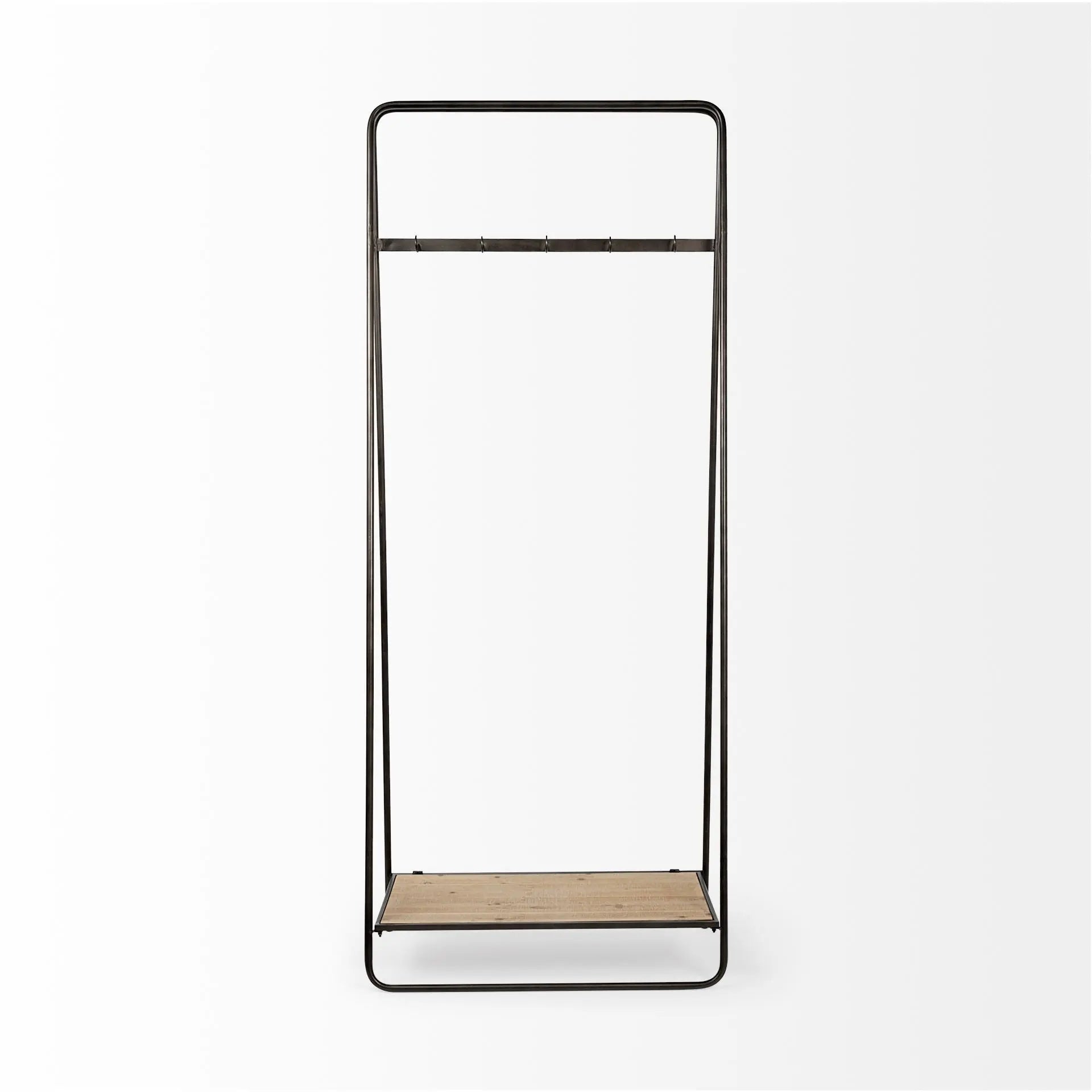 Black Pipe Metal And Wood Shelf Hall Tree HomeRoots