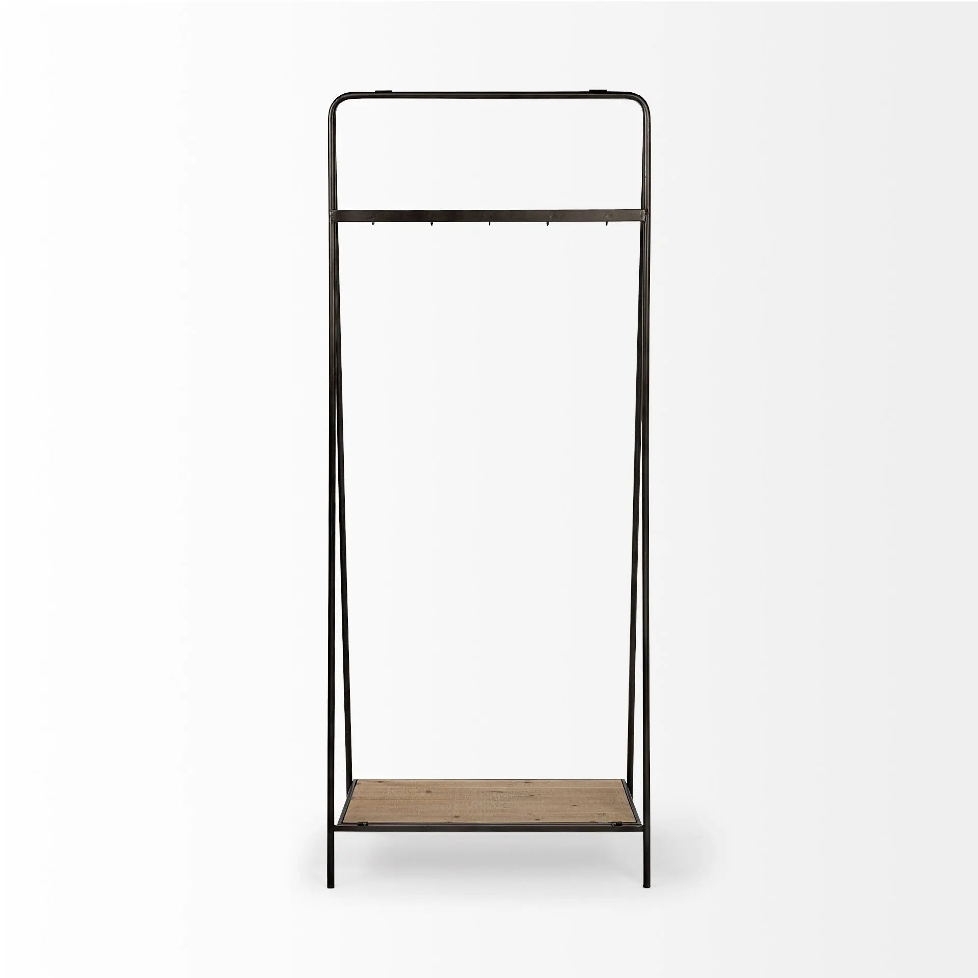 Black Pipe Metal And Wood Shelf Hall Tree HomeRoots