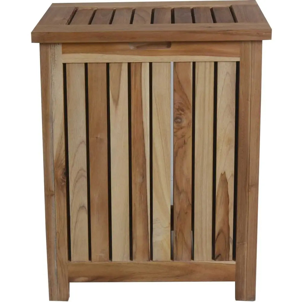 Compact Teak Laundy Storage With Removable Bag In Natural Finish HomeRoots