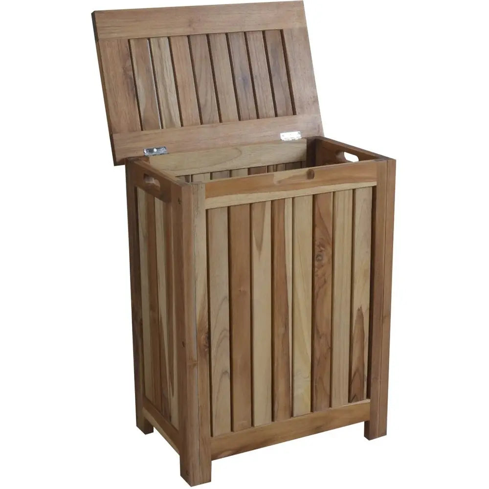 Compact Teak Laundy Storage With Removable Bag In Natural Finish HomeRoots