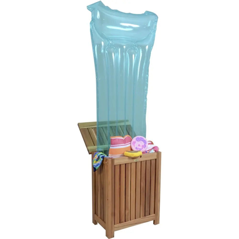 Compact Teak Laundy Storage With Removable Bag In Natural Finish HomeRoots