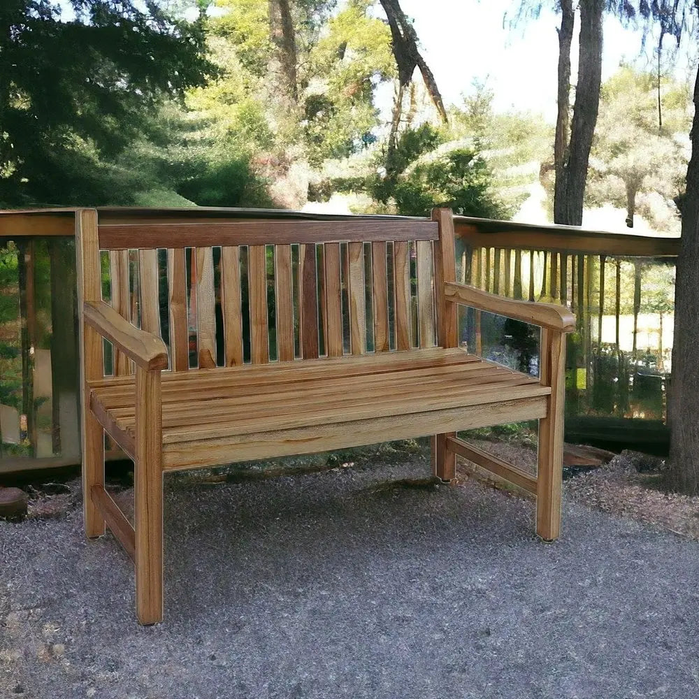 26" Natural Teak Solid Wood Garden Bench HomeRoots