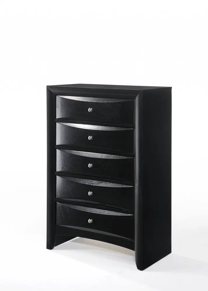 32" Black Solid Wood Five Drawer Standard Chest HomeRoots