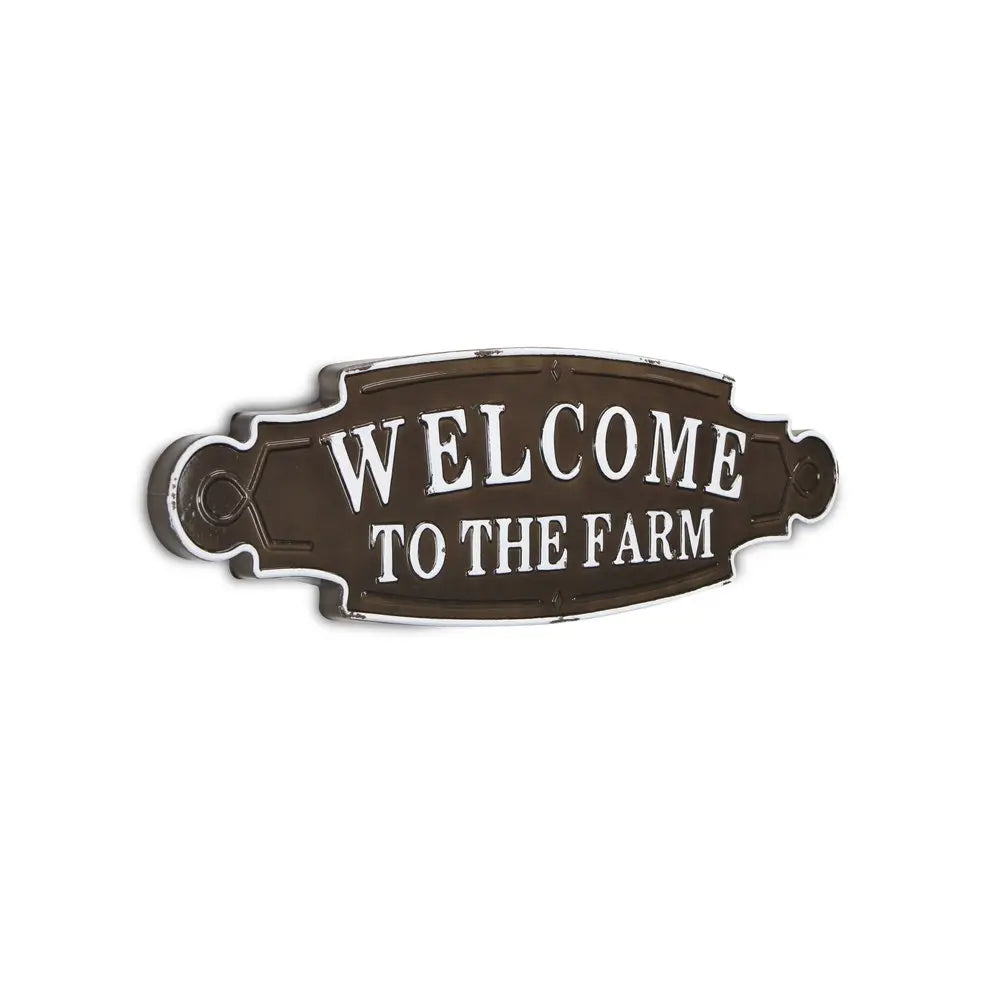 Welcome To The Farm Lacquered Black And White Metal Wall Art HomeRoots