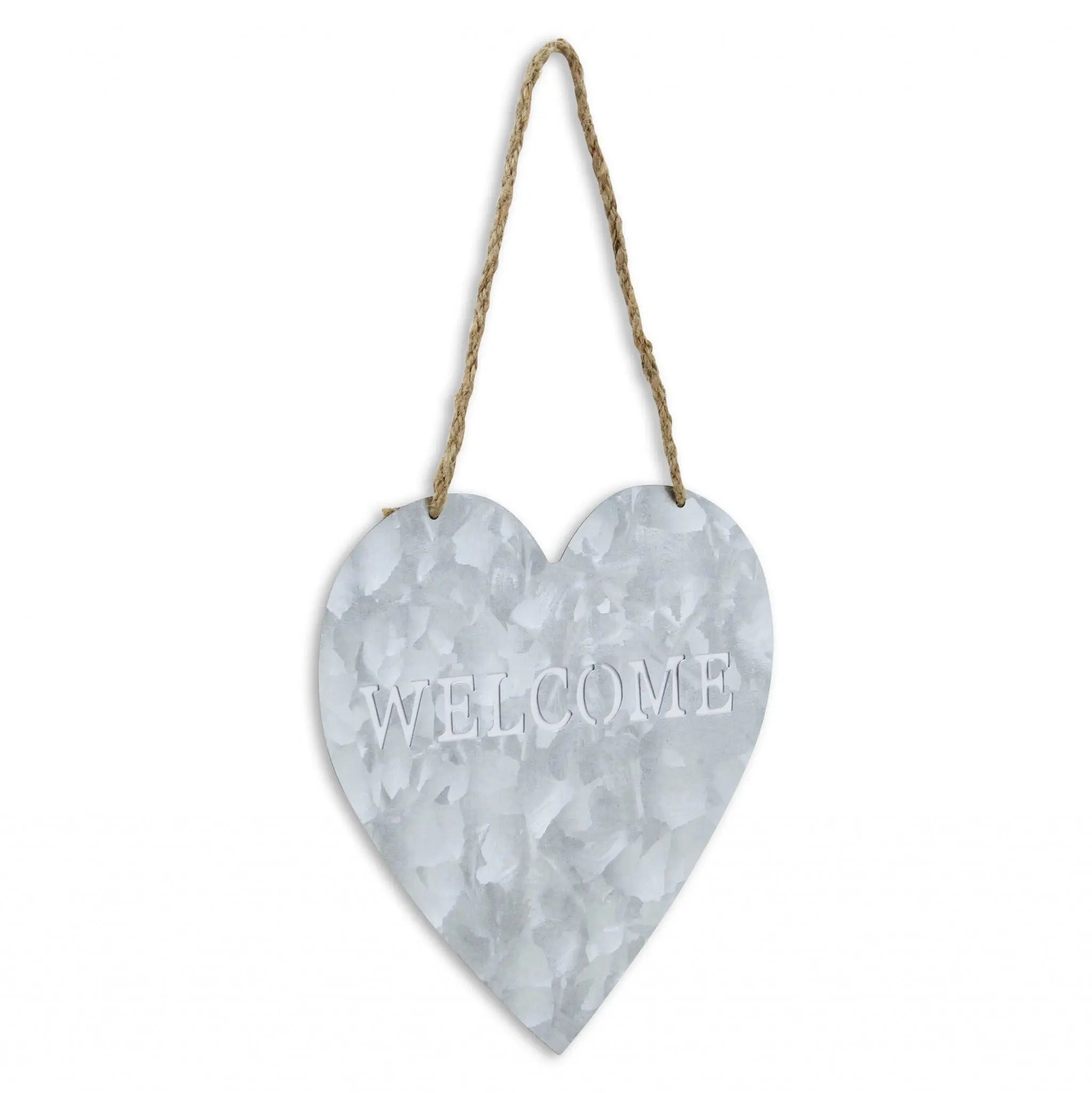 10" Gray Galvanized Metal Heart Shaped Welcome Wall Decor HomeRoots