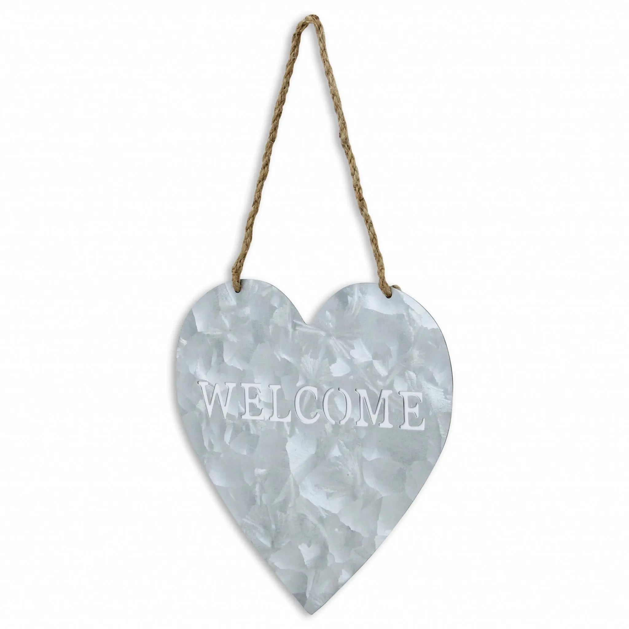 10" Gray Galvanized Metal Heart Shaped Welcome Wall Decor HomeRoots