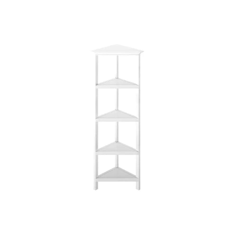 White Solid Wood Corner Bookcase HomeRoots