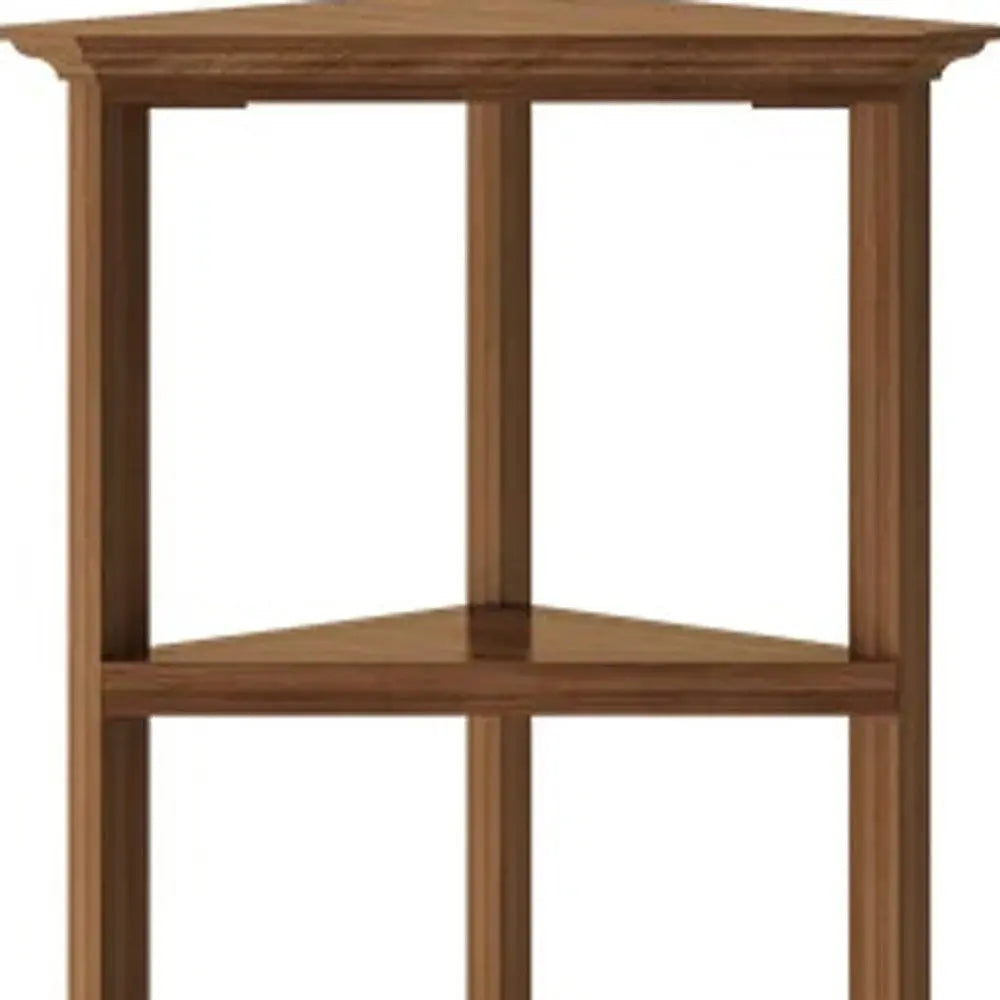 60" Walnut Solid Wood Four Tier Corner Bookcase HomeRoots