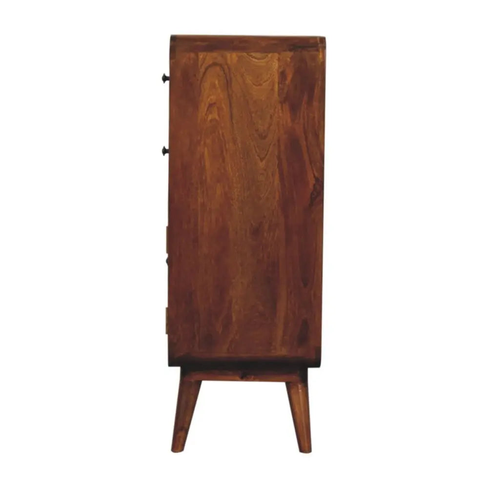 38" Chestnut Solid Wood Accent Cabinet With Two Doors And Two Drawers - NOVA HOME FURNITURE