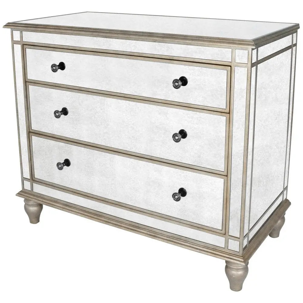 Rectangle Mirrored Three Drawer Console Storage Chest HomeRoots