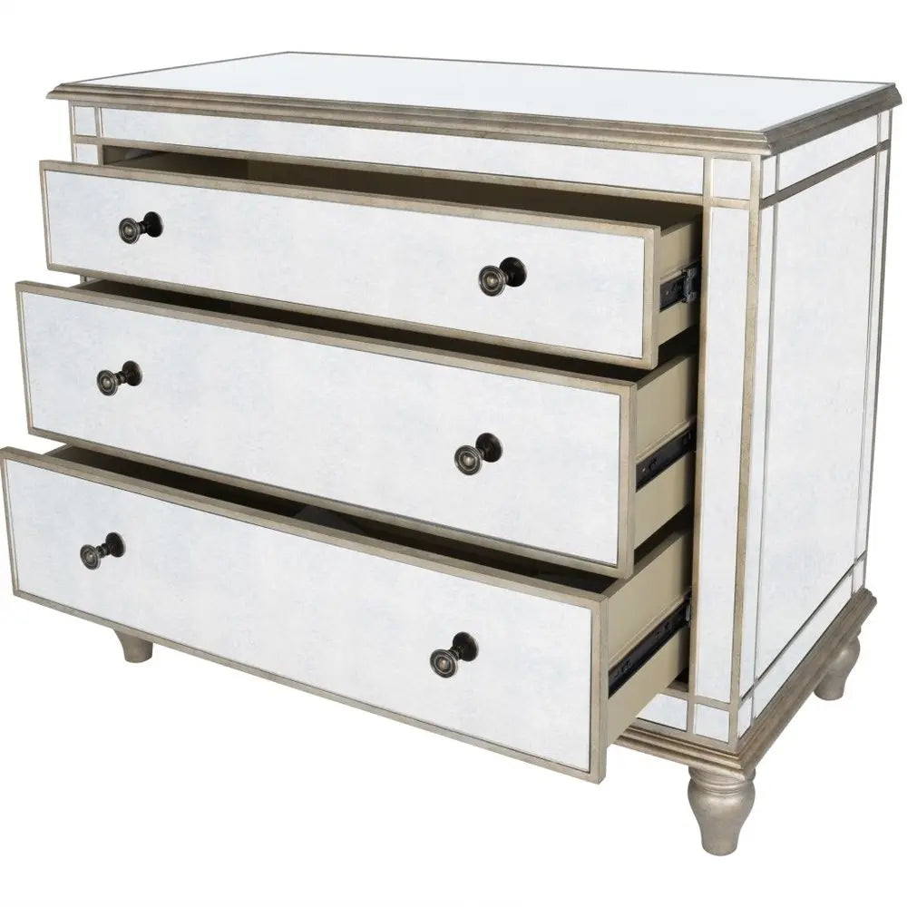 Rectangle Mirrored Three Drawer Console Storage Chest HomeRoots