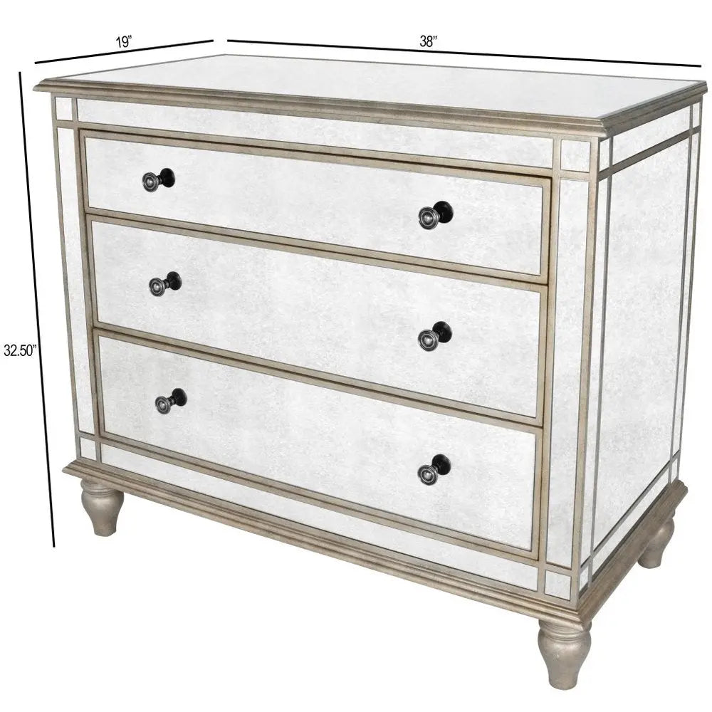 Rectangle Mirrored Three Drawer Console Storage Chest HomeRoots