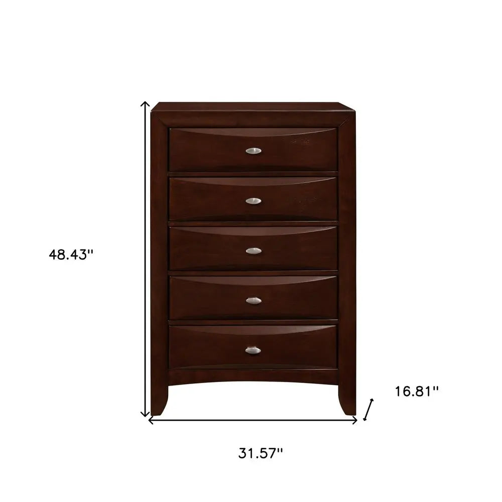 New Merlot Chest With 5 Chambared Drawer HomeRoots