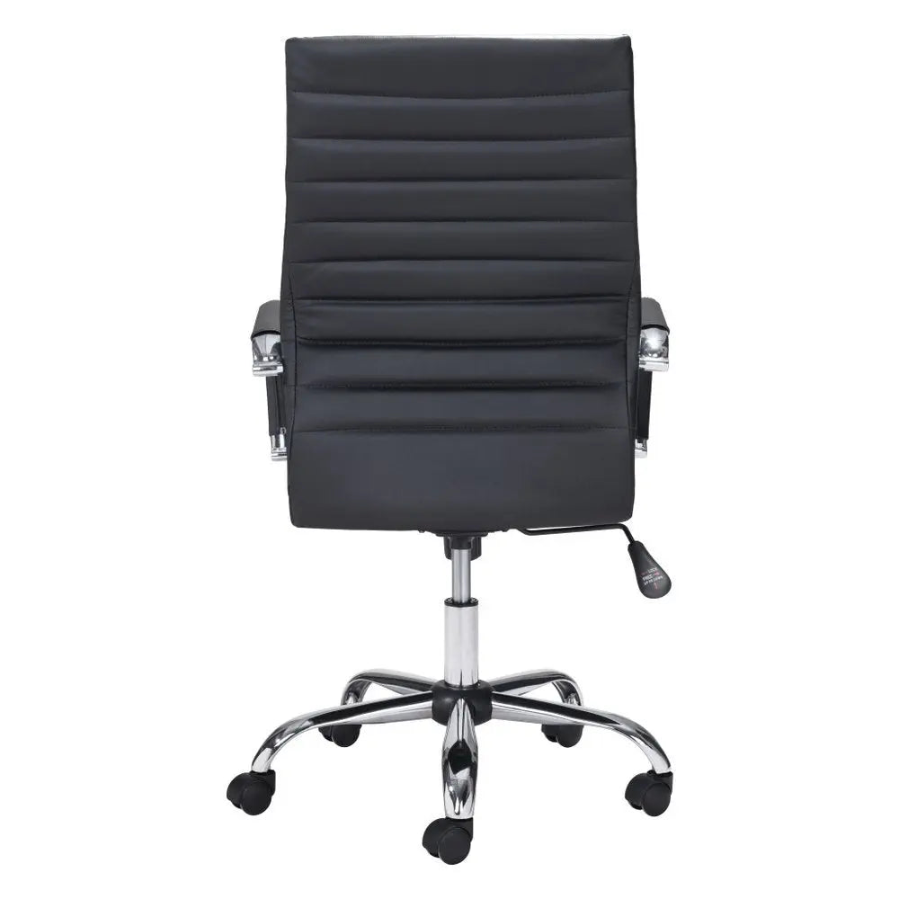 Silver and Black Adjustable Swivel Faux Leather Rolling Conference Office Chair HomeRoots