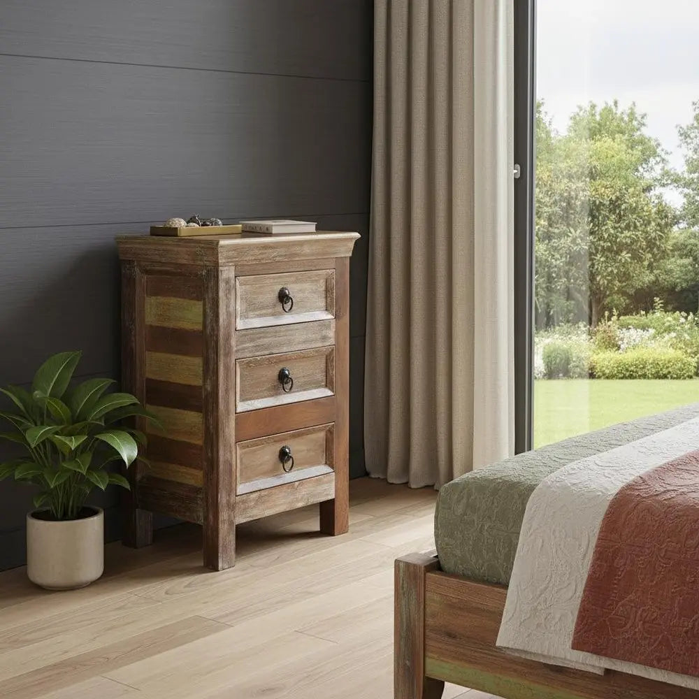 16" Modern Rustic Three Drawer Accent Chest HomeRoots