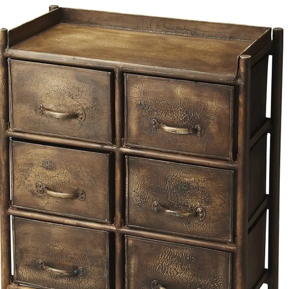 23" Bronze Metal Six Drawer Chest HomeRoots