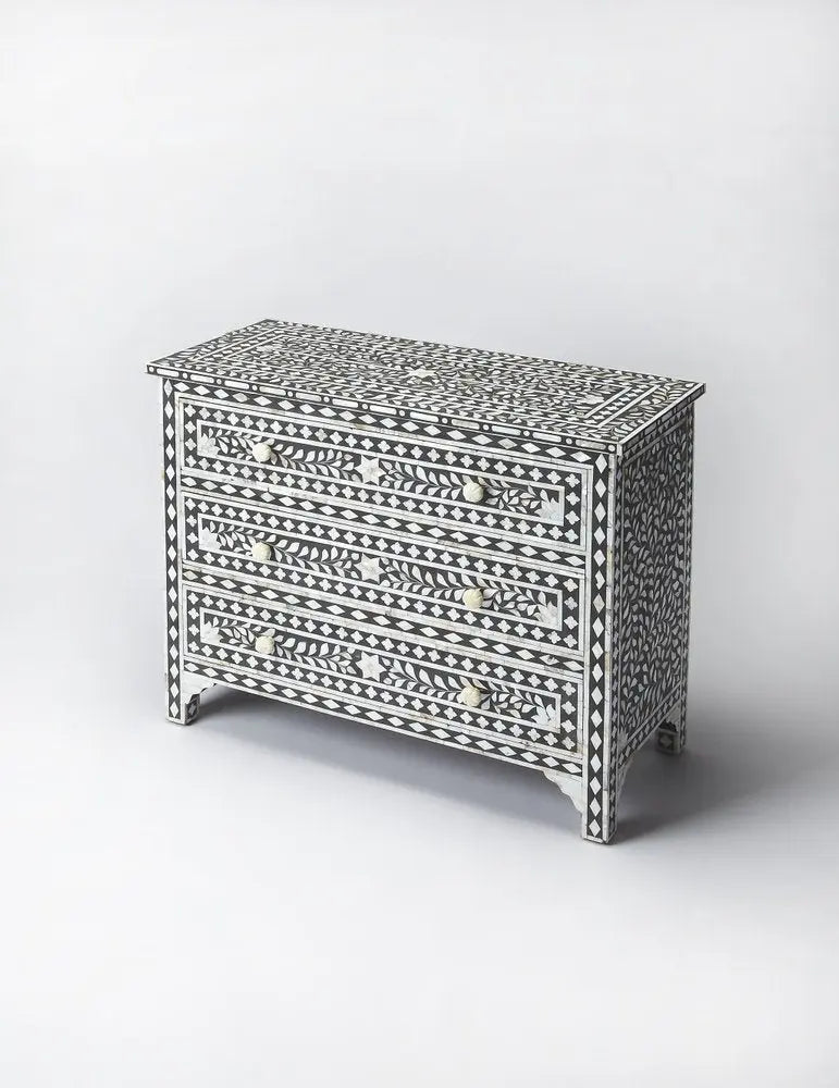 36" Black Manufactured Wood Three Drawer Chest HomeRoots