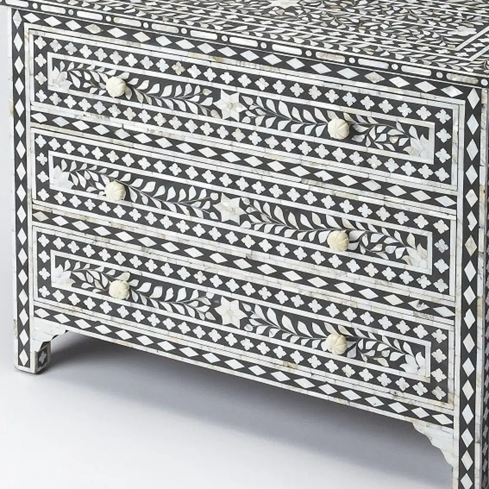 36" Black Manufactured Wood Three Drawer Chest HomeRoots