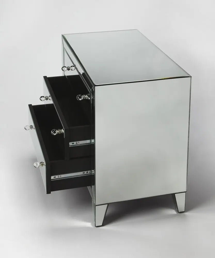 30" Clear Glass Three Drawer Chest HomeRoots