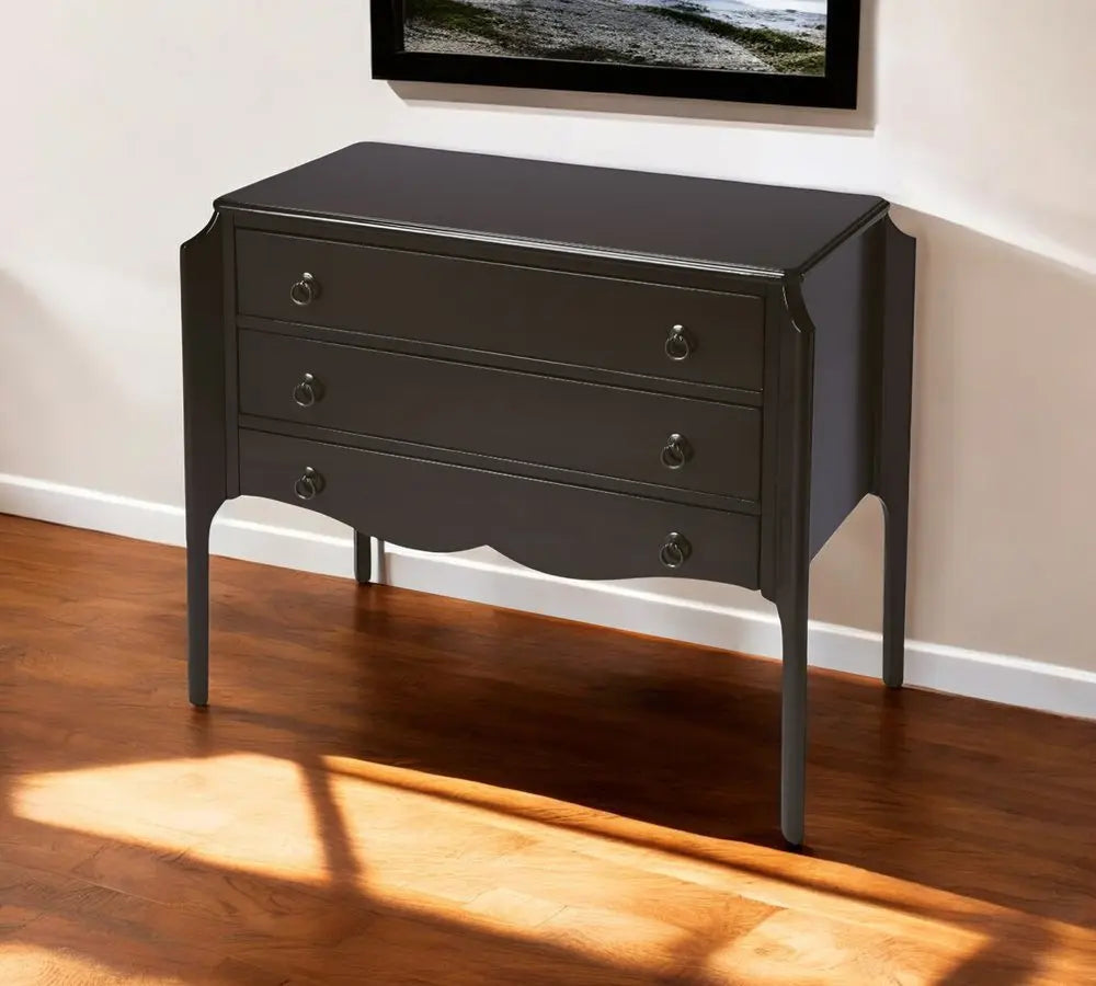 34" Dark Brown Solid Wood Three Drawer Dresser HomeRoots