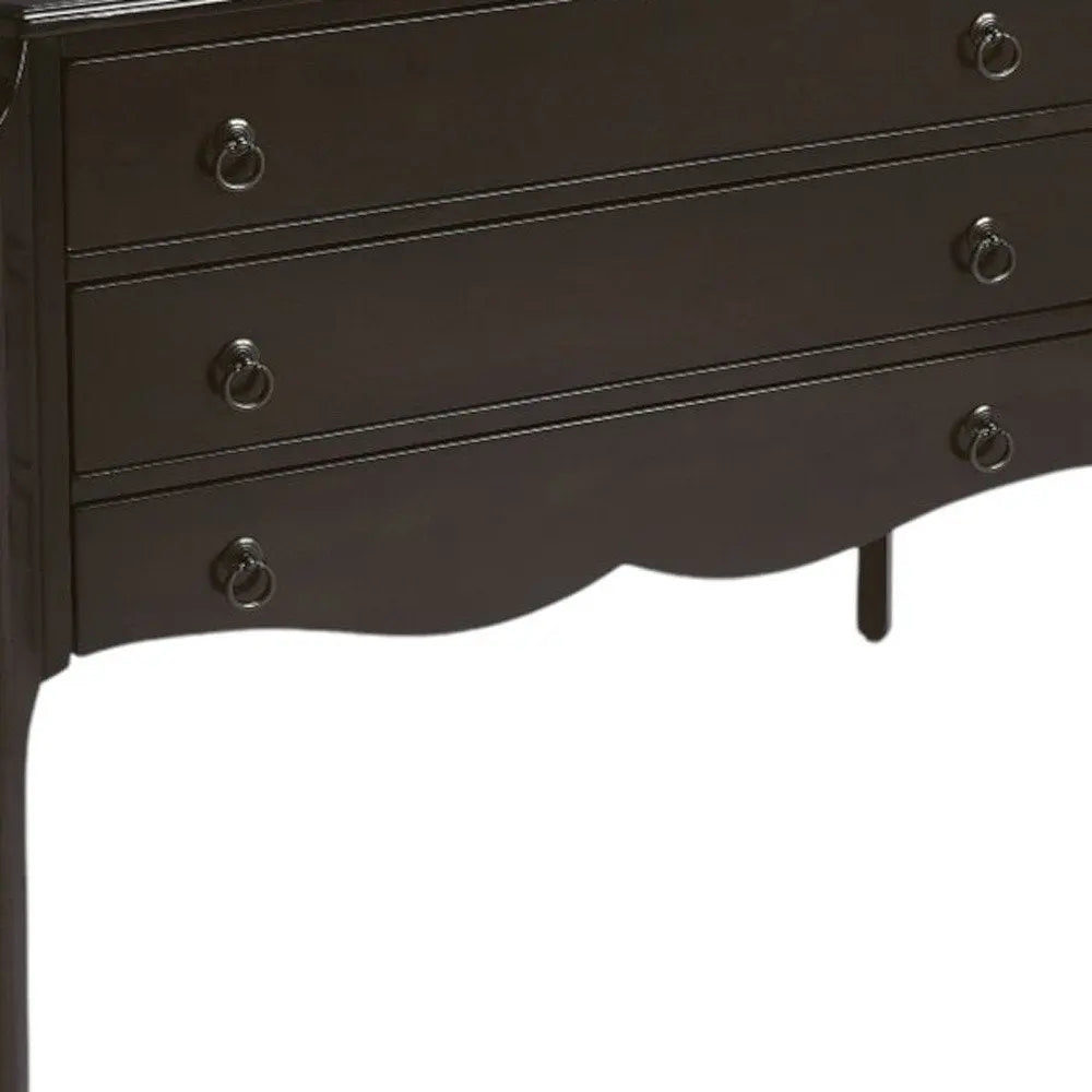 34" Dark Brown Solid Wood Three Drawer Dresser HomeRoots