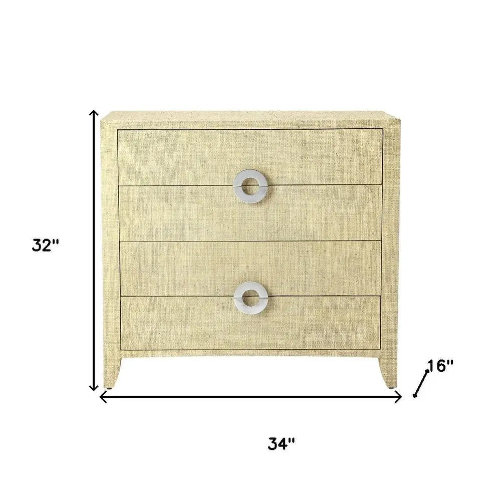 34" Beige Manufactured Wood Four Drawer Chest HomeRoots