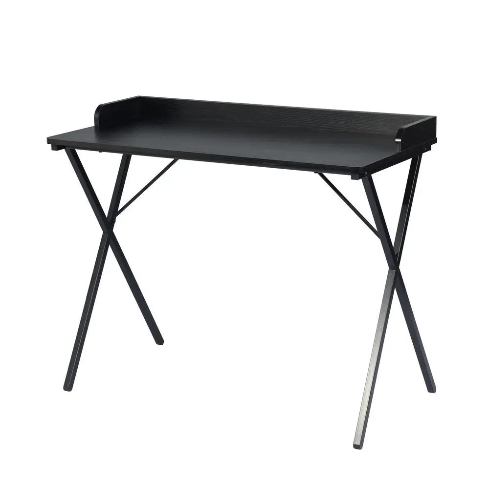39" Black Wood and Metal X - Shape Computer Desk - NOBLE HOME INTERIORS