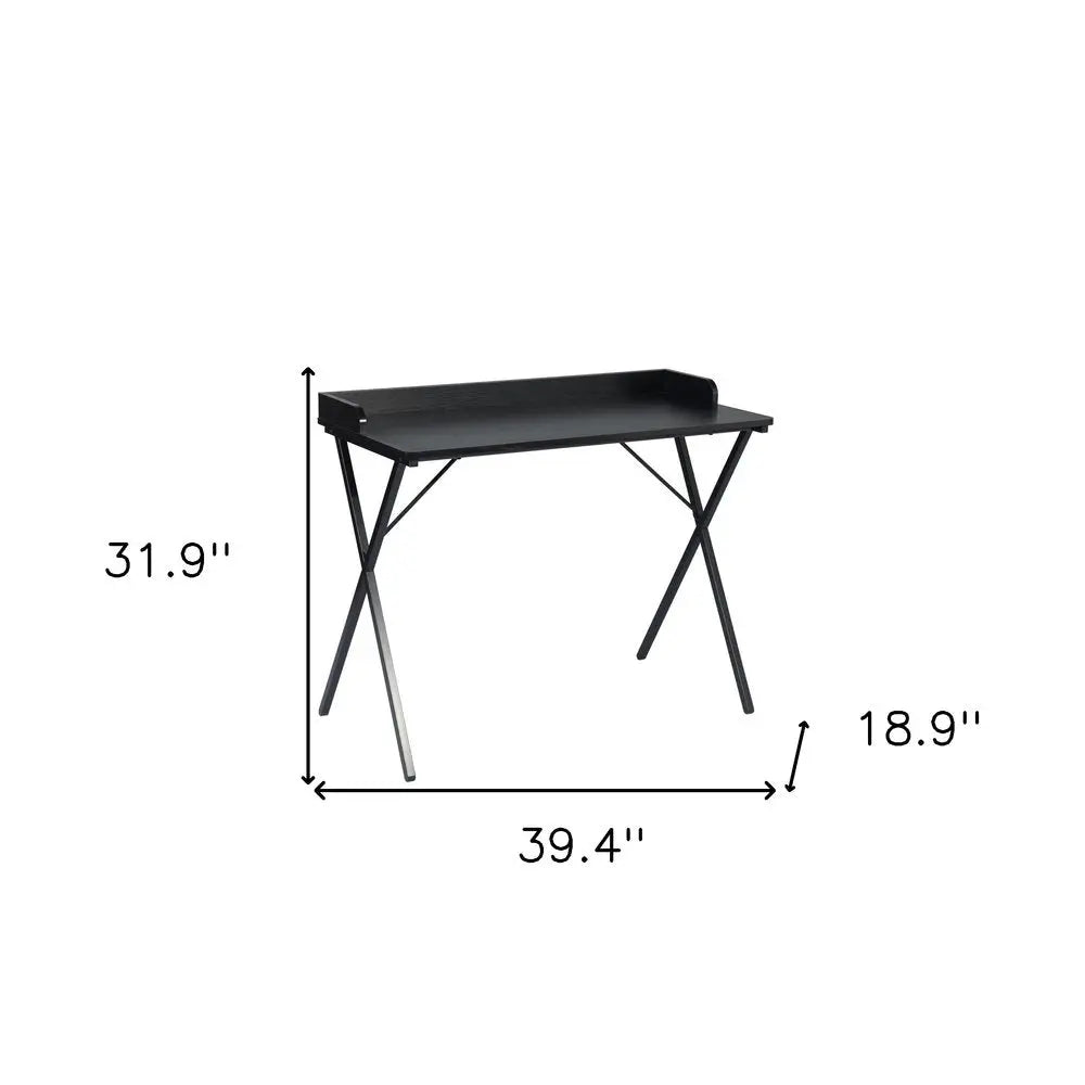 39" Black Wood and Metal X - Shape Computer Desk - NOBLE HOME INTERIORS